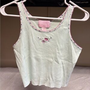 Rebecca Malone Pastel Green Embroidered Top